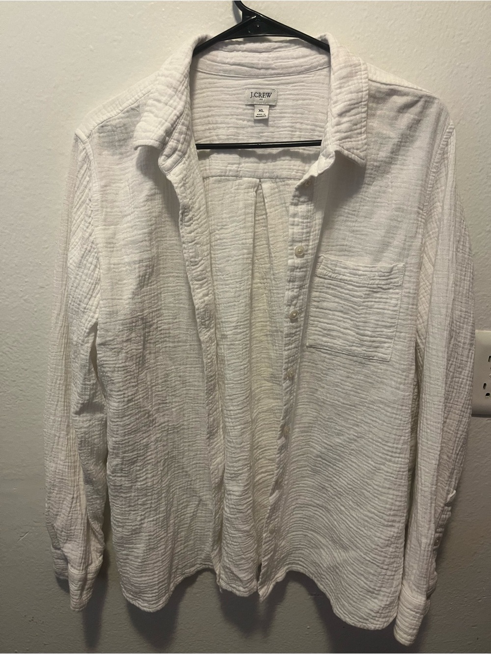 J. Crew Women’s 100% Cotton White Gauze Button-Down Shirt